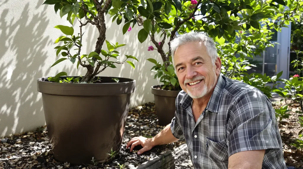 Je suis ravi d'avoir un jardin, surtout pour mes arbres fruitiers qui étaient sur mon balcon